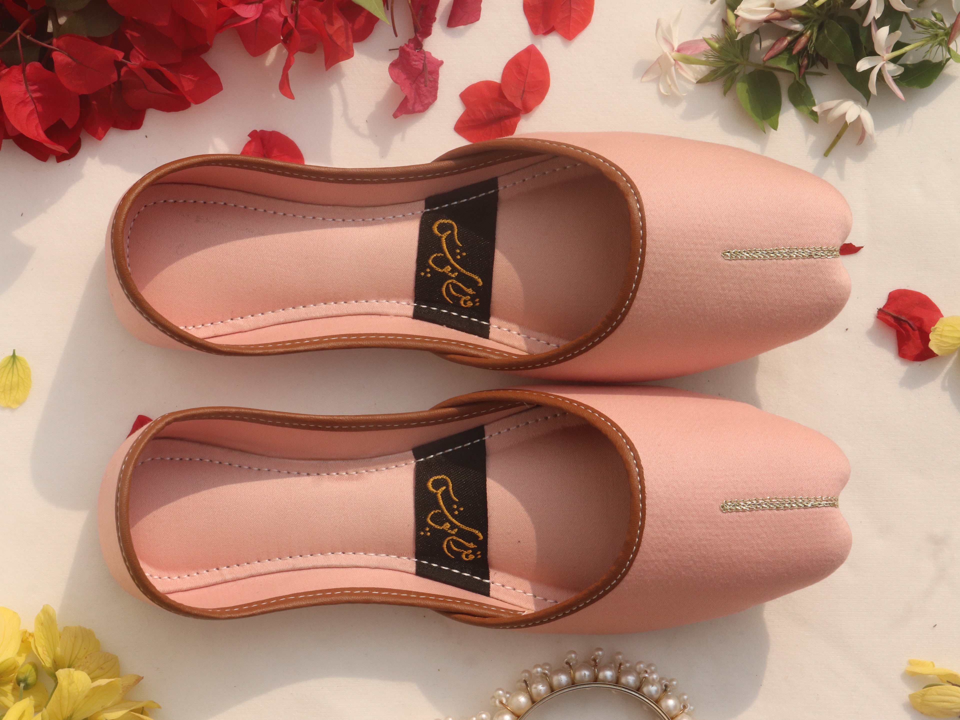 Pink Handcrafted Denim Mojaris