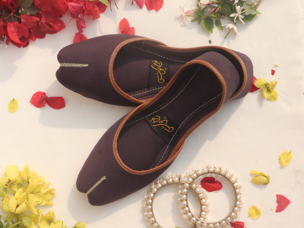 Purple Handcrafted Denim Mojaris