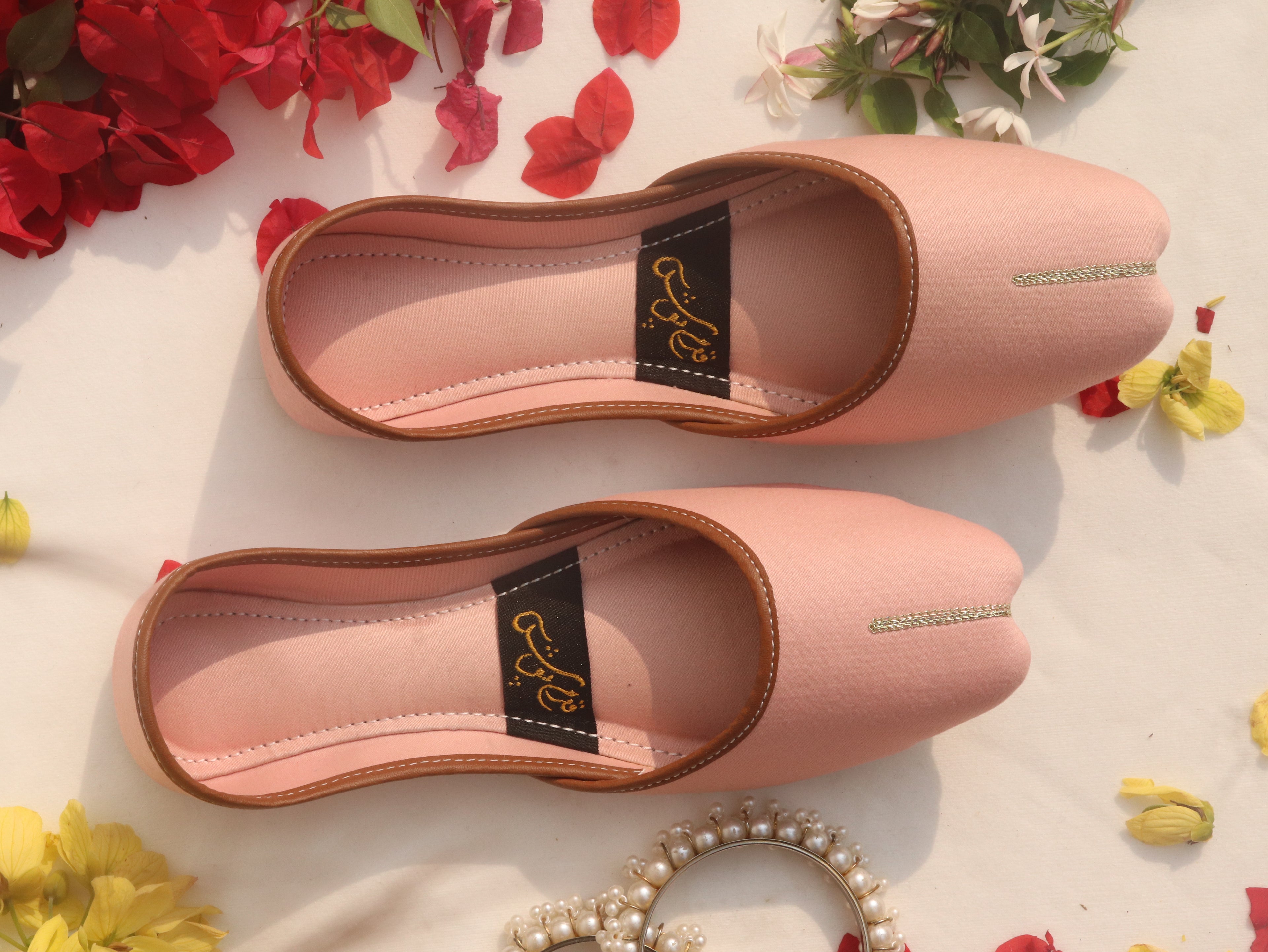 Pink Handcrafted Denim Mojaris