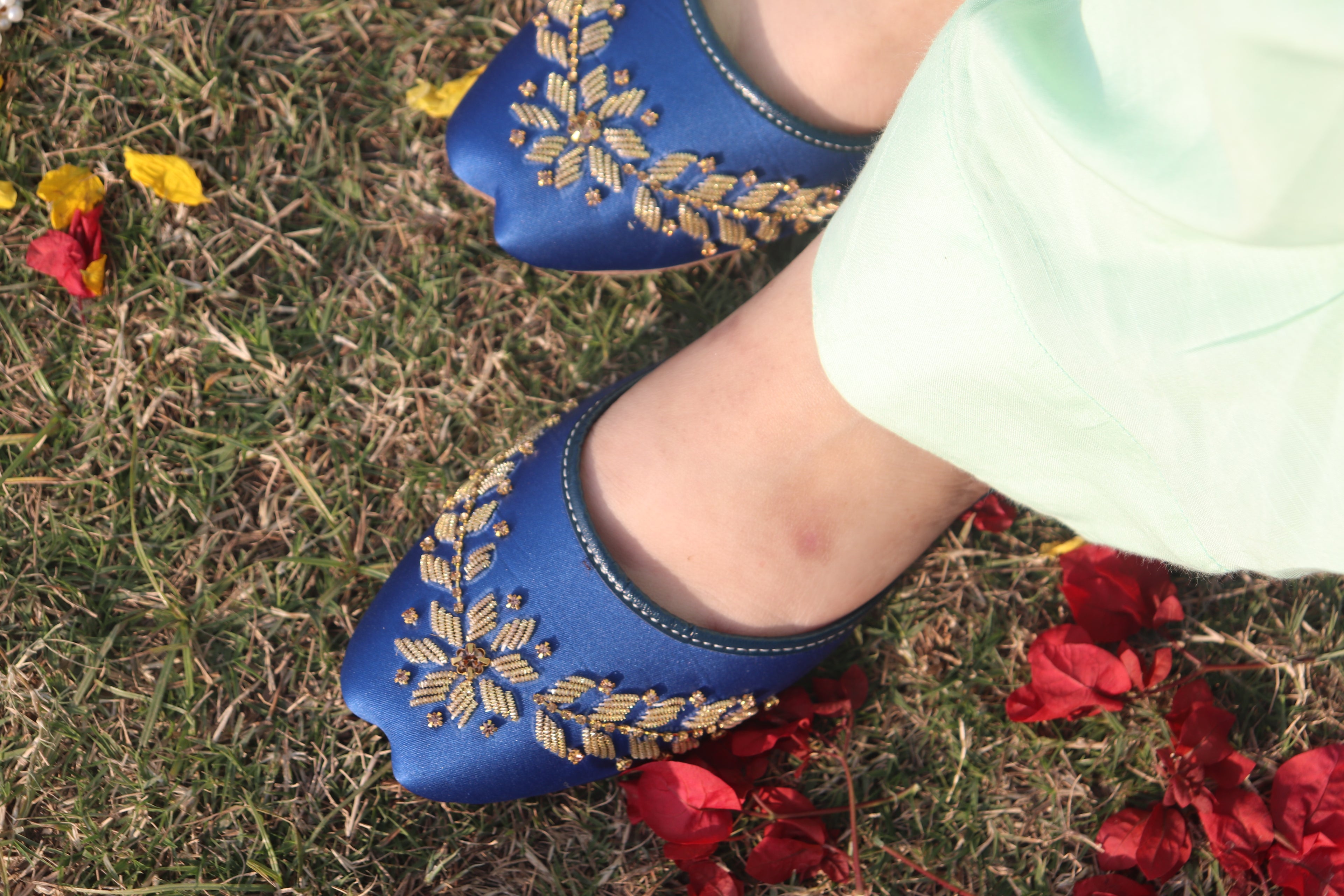 Blue Handcrafted Embroidered Mojaris