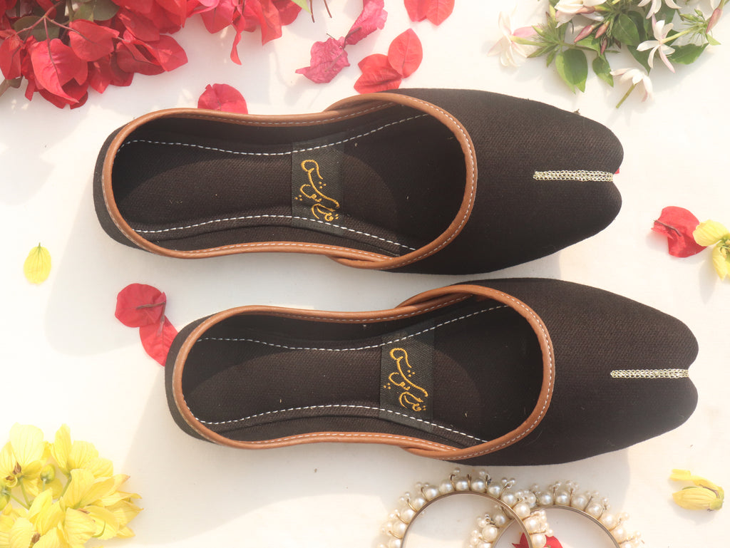 Black Handcrafted Denim Mojaris