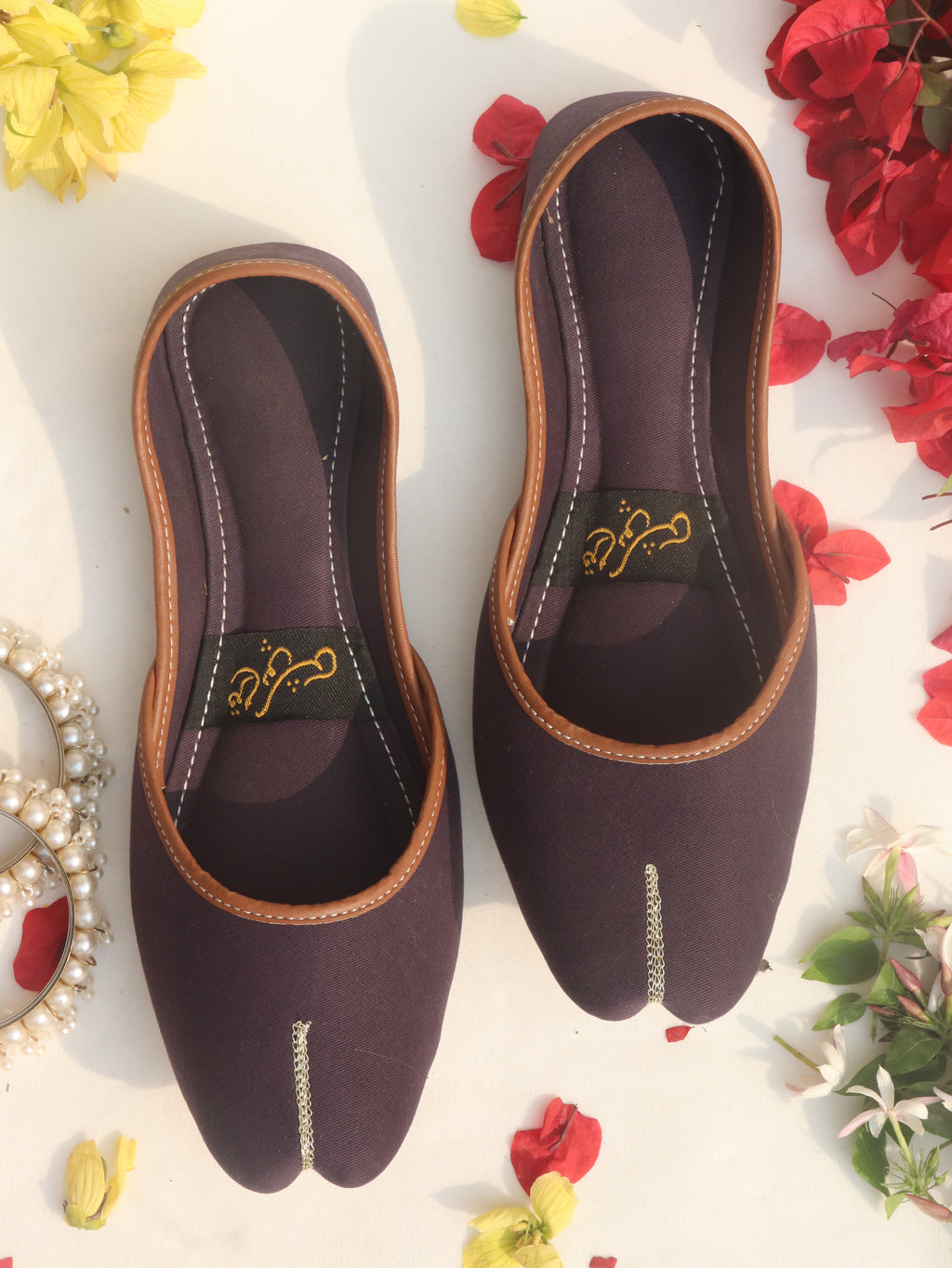 Purple Handcrafted Denim Mojaris