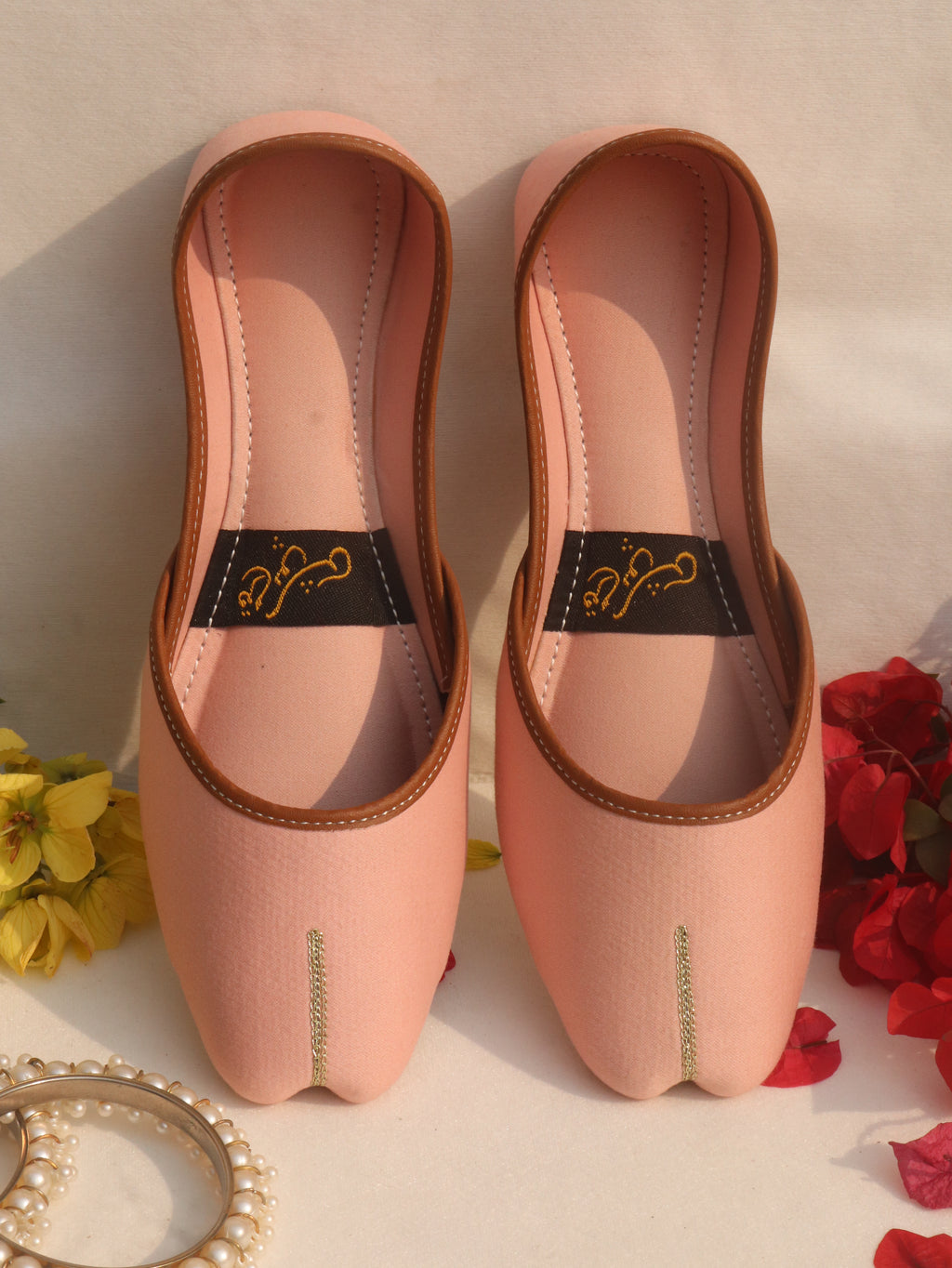 Pink Handcrafted Denim Mojaris