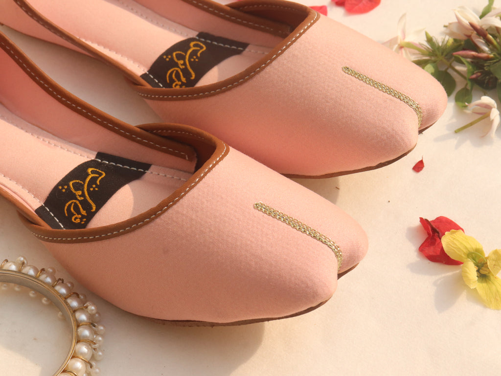 Pink Handcrafted Denim Mojaris