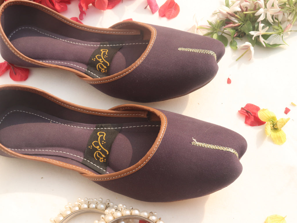 Purple Handcrafted Denim Mojaris