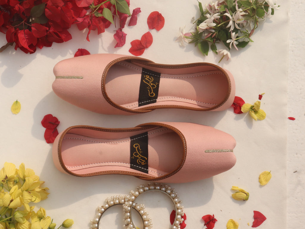 Pink Handcrafted Denim Mojaris