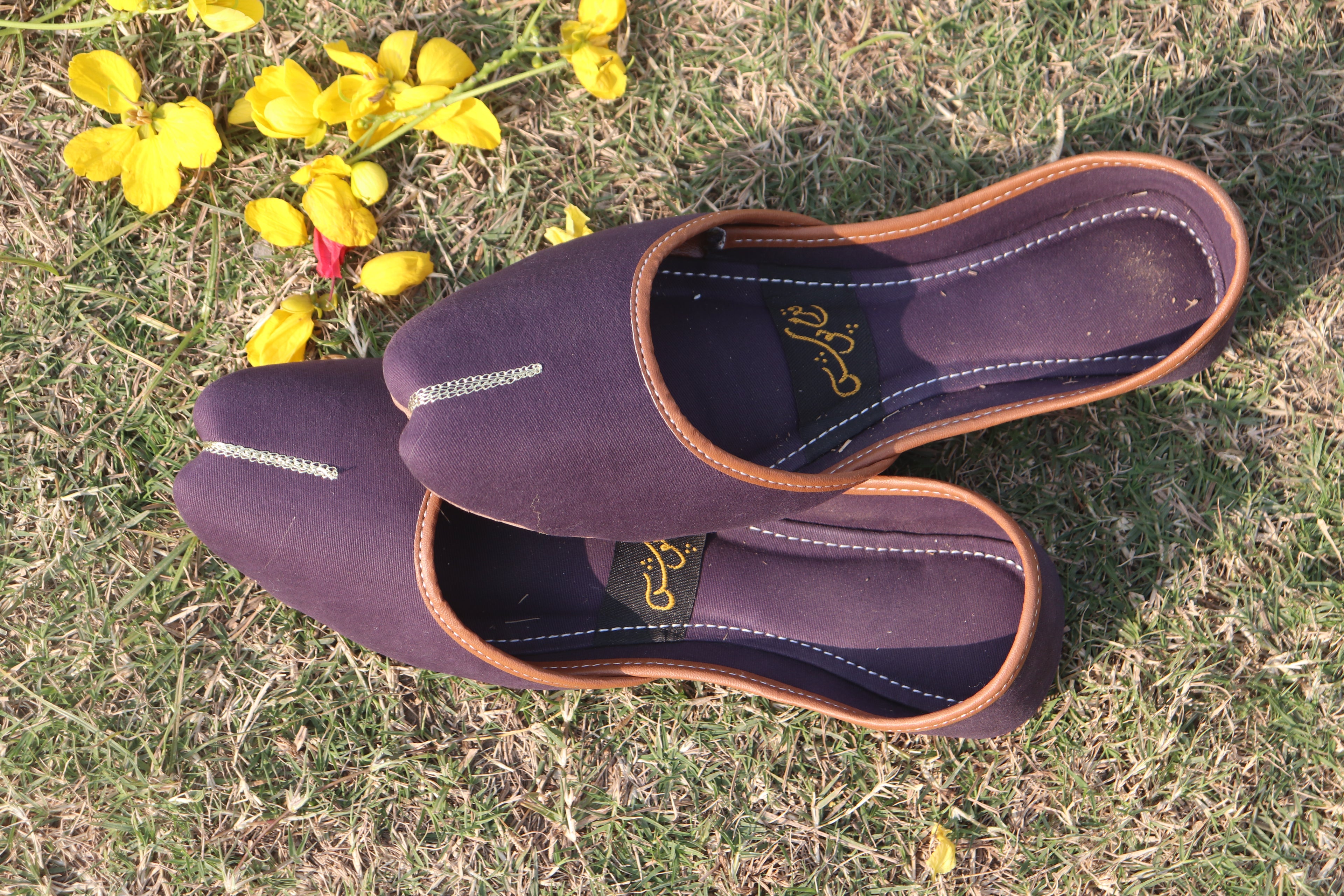 Purple Handcrafted Denim Mojaris